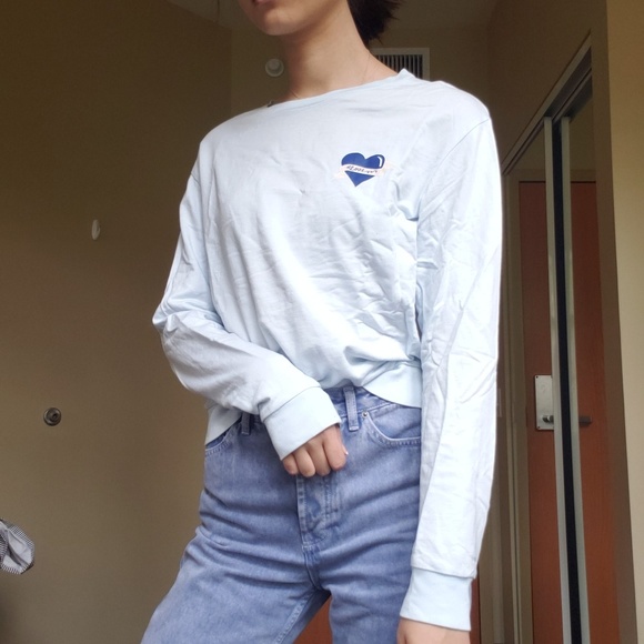 H&M Pale Blue Cotton Sweatshirt | Small - Picture 3 of 4